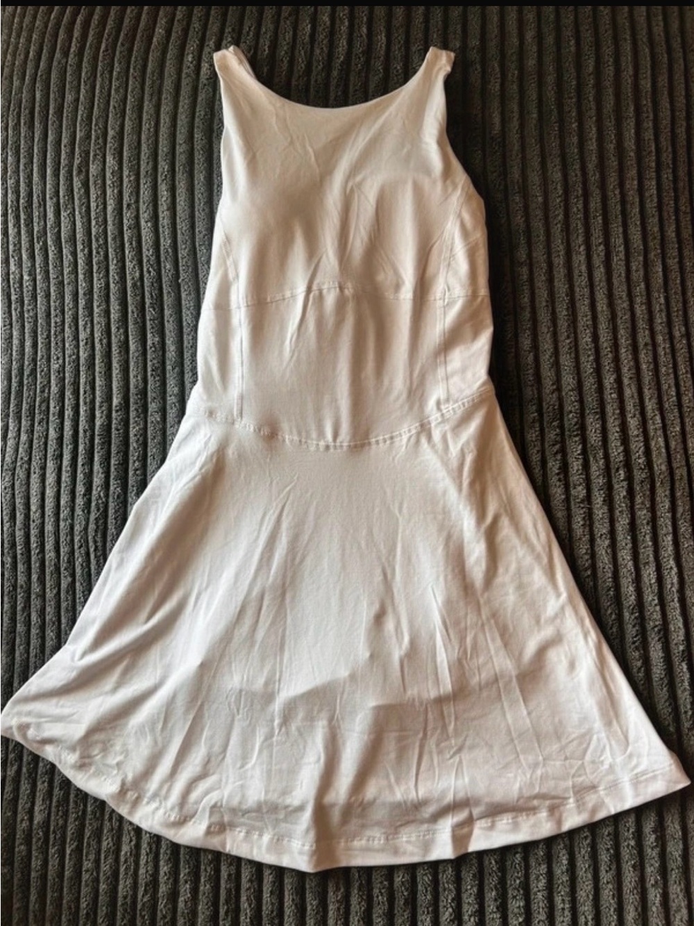 Sleeveless White A-Line Dress with Flared Skirt